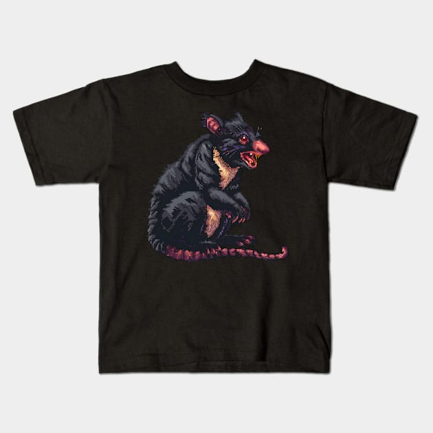 Pixel Tasmanian Devil Kids T-Shirt by Animal Sphere